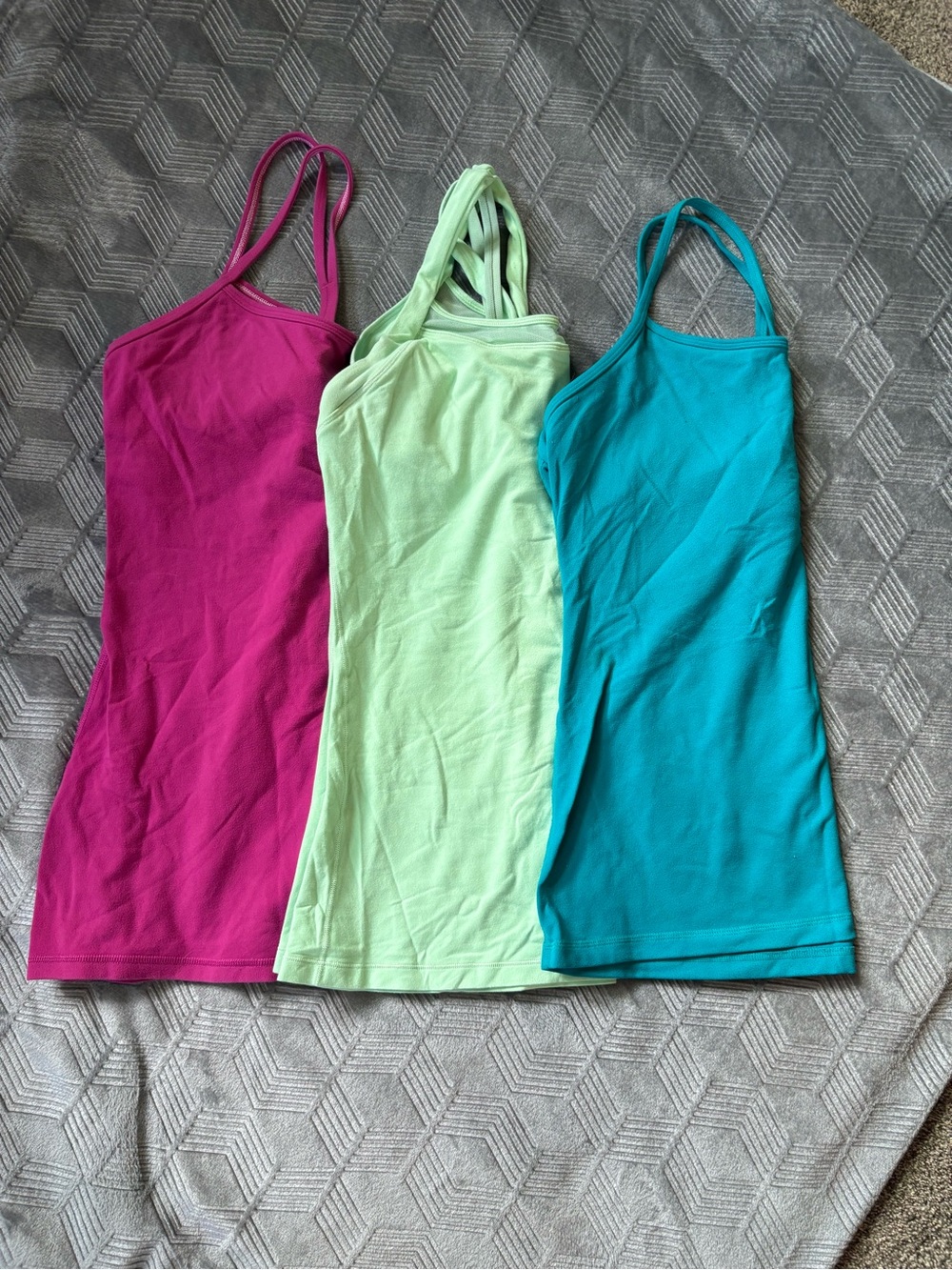 lululemon athletica Triple Pack Stretch Camisoles in Fuchsia, Mint, Teal